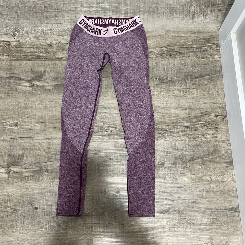 Gymshark Purple Seamless Leggings with Pink Logo Waistband